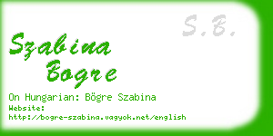 szabina bogre business card